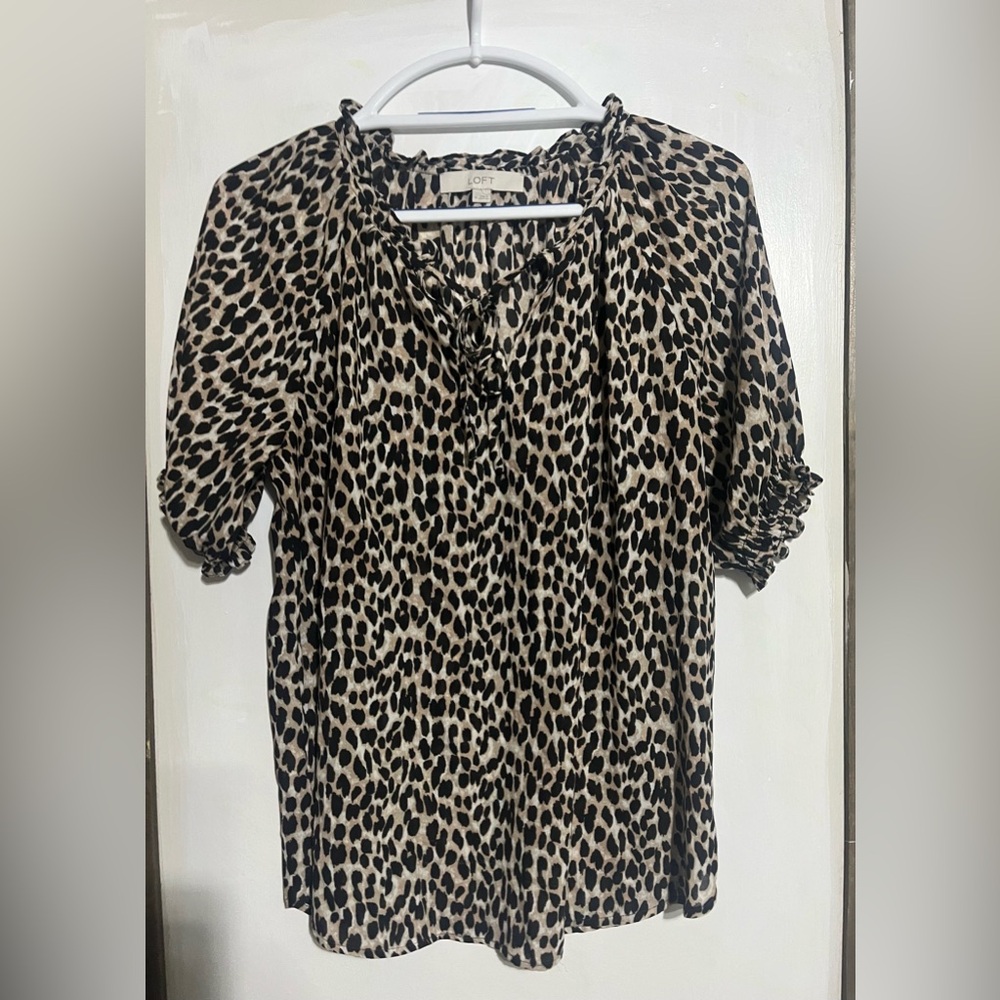 Loft Leopard print Blouse Size M